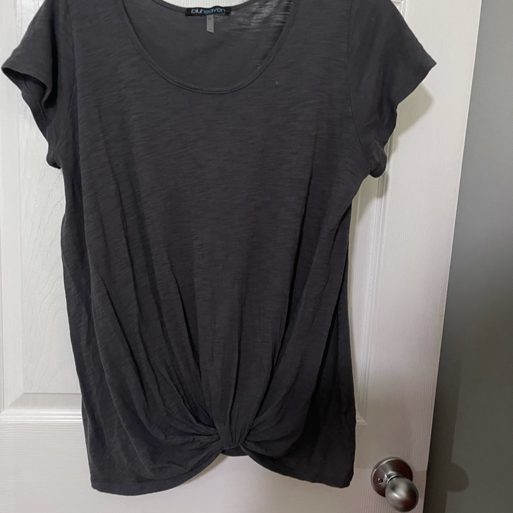 Charcoal gray front knot top